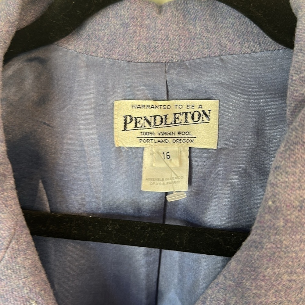 Vintage Pendleton 100% Virgin Wool Blazer Jacket Button Front Women Size 16 Blue - Picture 3 of 6